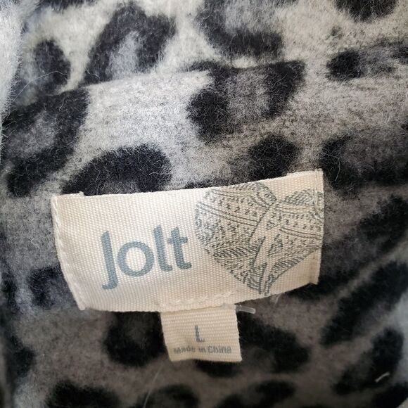 NEW JOLT leopard gray and black big cat zip collared moto vest L‎ - Picture 5 of 6